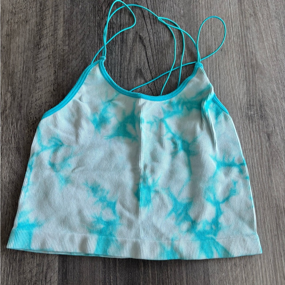No Boundaries Teal and White Ribbed Top